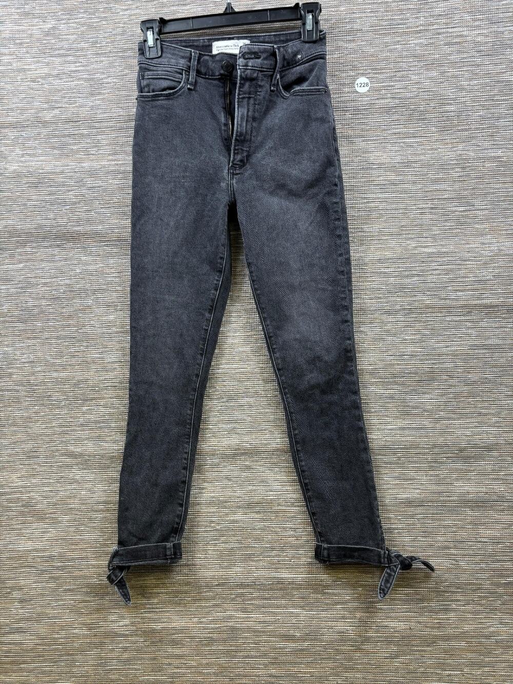 Abercrombie & Fitch High Rise Super Skinny Ankle Jeans Womens 24/00R Black Gray